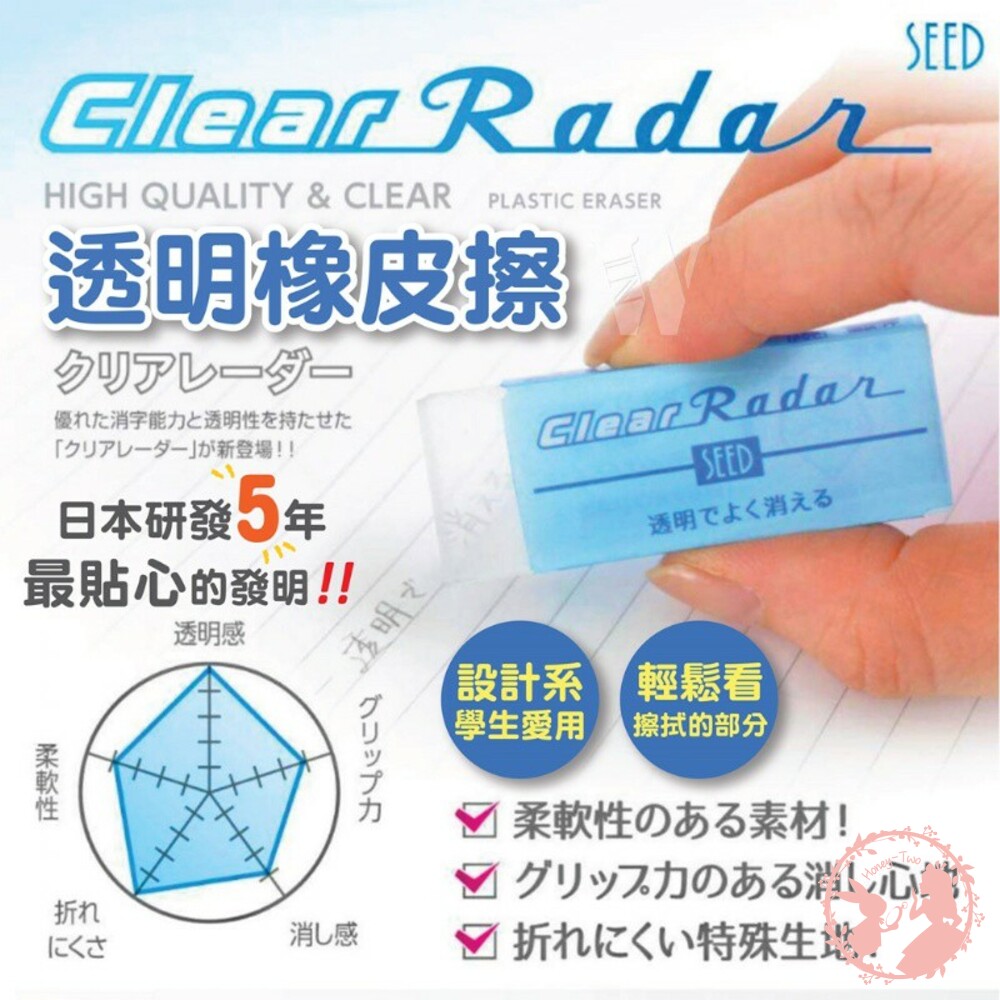 4906643013703-日本透明橡皮擦(小)日本製SEED 雷達 Clear Radar 透明橡皮擦 橡皮擦