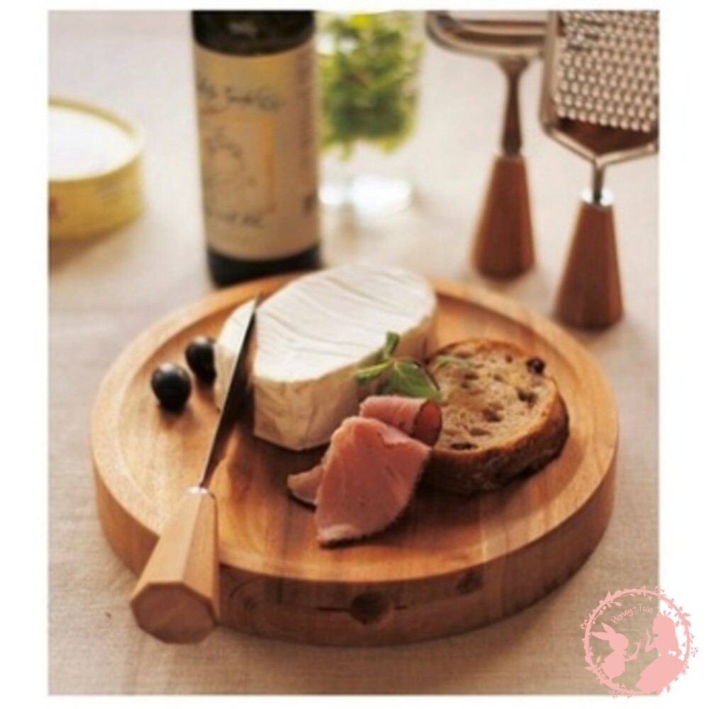 4957568028655-日本IBUKI木製圓形帶刀砧板 麵包盤 麵包板 麵包擺盤 披薩擺盤 食物盤 木盤 美式餐盤