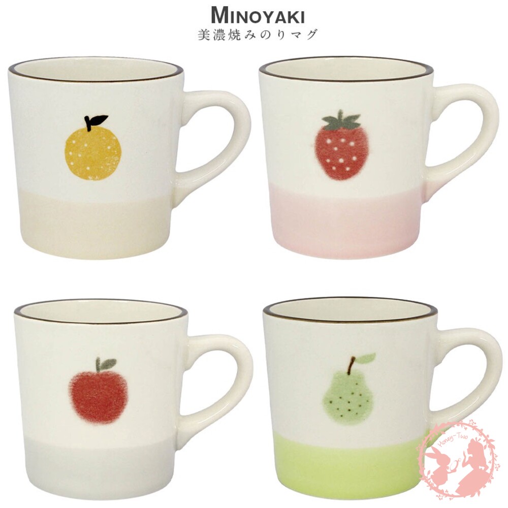 S1-000112-日本izawa井澤 美濃燒馬克杯360ml  瓷器 可愛水果 馬克杯 瓷器