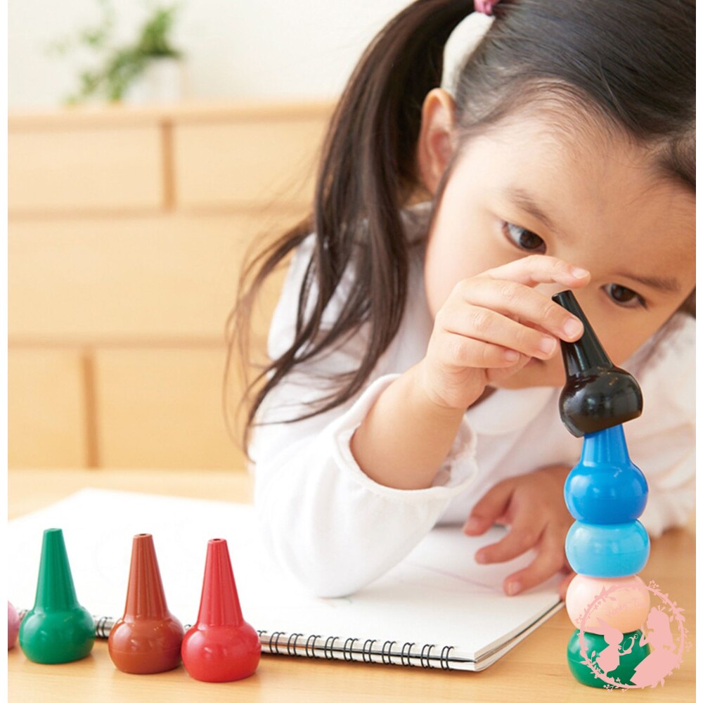 S1-000439-日本AOZORA - Baby Color 兒童安全蠟筆 無毒蠟筆 積木蠟筆 繪畫 學習 無毒 不沾手 可水洗 手指蠟筆