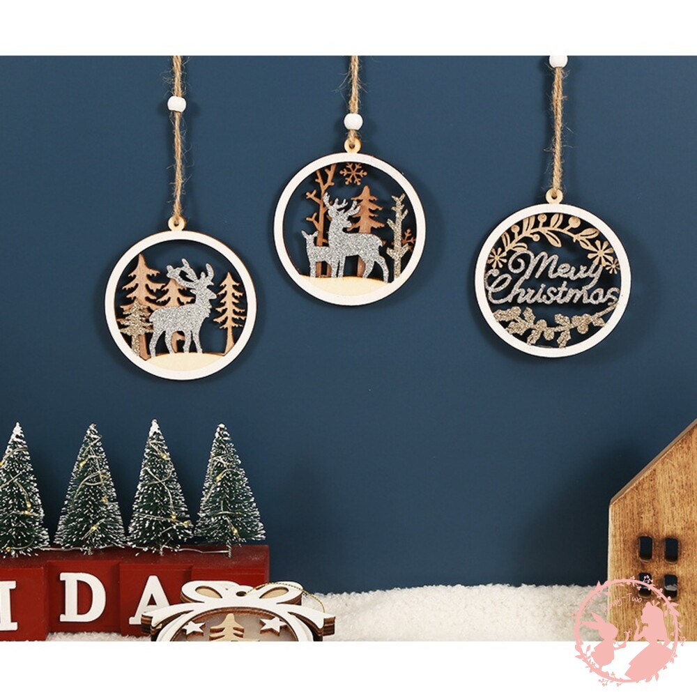 S1-000676-聖誕節木質藝術櫥窗掛飾小禮物 聖誕節 聖誕裝飾 裝飾品